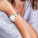 KADES Compatible for Apple Watch Series 10 46mm/42mm Series 9 8 7 45mm/41mm Series 6 5 4 SE 44mm/40mm Series 3 2 1 42mm/38mm, Sparkling Bling Diamond Band with Full Diamonds Case (Rose Gold with Black Pearl Shell)