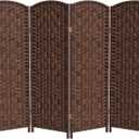 Red Lantern 4 ft. Short Diamond Weave Fiber Folding Screen - Dark Mocha - 4 Panel