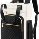 LOVEVOOK Laptop Backpack for Women, 15.6 Inch Work Business Laptop Bag, Wide Top Open Teacher Nurse Bag with USB Port, Waterproof Computer Backpack Purse for travel,Black-White