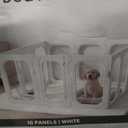 Acrylic Clear Dog Playpen Indoor with Door, 26'' H Transparent Dog Play Pen for Small Dogs, No-Connector Modular Puppy Playpen with Integrated Suction Cups Base, 10 Panels, White