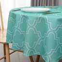 AooHome Fabric Tablecloth, Spill-Proof Water Repellent Table Cover Geometric Design for BBQs, Machine Washable, Heavy Weight, 70 Inch Round, Green
