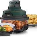 Ninja Crispi 5-in-1 Portable Glass Air Fryer, 4-QT, 2.5-QT & 6-Cup Glass Containers with Crisper Plates & Storage Lids, Microwave, Freezer & Dishwasher Safe, British Racing Green, FN103BF