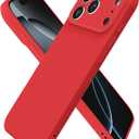 oakxco for iPhone 17 Pro Max Phone Case Liquid Silicone, Cute Thin Slim Grip Soft Rubber Gel for Women Men, Smooth Matte TPU Plain Solid Color Girly Simple Case with Camera Cover Protection, Red