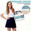 Fammart Portable Shower Caddy Tote Collapsible Plastic Basket with Handles, Foldable Storage Organizer for Bathroom, Kitchen, College Dorm, Gym, Travel & Camping, Blue