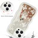 2 x Jusy Compatible with iPhone 15 Pro Max Case with Wavy Edge, Cute White Big Bow Mirror Curly Phone Cases, Shockproof Hard PC & Soft TPU Bumper Protection Cover for Women Girls-Big Bow