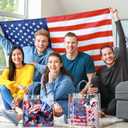 Kosiz 24 Pcs Patriotic Gift Bags Patriotic Party Favors Red White Blue American Star Clear PVC Gift Bags, Memorial Day Independence Day 4th of July with Handle for USA Party Supplies