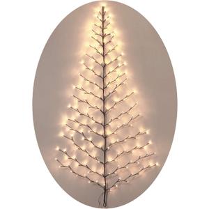 Lighted Christmas Wall Tree - Indoor/Outdoor LED 6 Foot High - Cool White Lights - Battery Operated with Timer