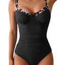 B2prity Women's Underwire One Piece Swimsuits Tummy Control Bathing Suits Push Up Swim Suit Color Block Swimwear L