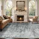 9x12 Ft Abstract Washable Area Rugs for Living Room Grey