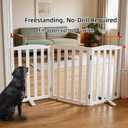 ZJSF Foldable Freestanding Indoor Dog Gate for House Wood White Long Pet Gates Dog Fence for Stairs Puppy Gates for Hallways,Pet Fence, Puppy Gate,Support Feet Included 32 "Height-3 Panels