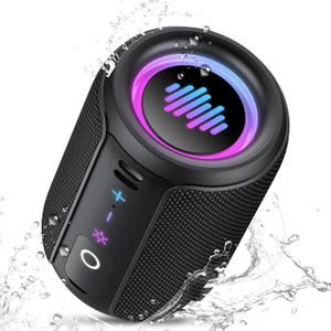 Portable Bluetooth Speaker with Lights, Bluetooth 5.4 Speaker, Powerful Crystal Clear Sound,All Day Playtime,15W Loud Stereo Sound, IPX7 Waterproof,TWS pairing for Outdoor/Home/Party/Travel,Gift Ideas