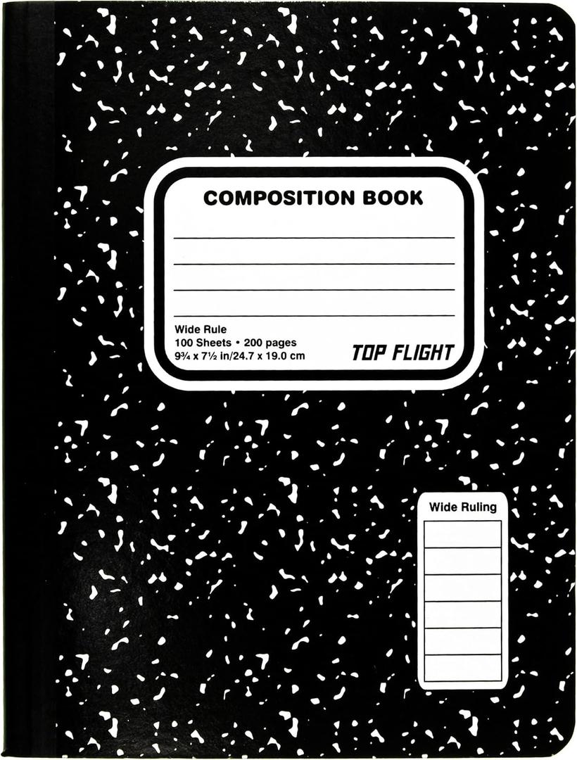 Top Flight Composition Book, Wide Rule, 100 Sheet