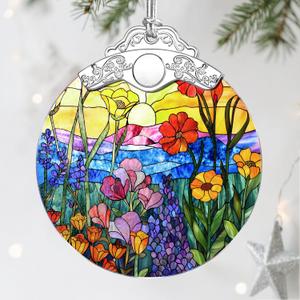 Stained Glass Ornament, Wildflowers Christmas Ornaments, Christmas Decorations for Tree, Holiday Ornament, Flower Themed Gifts, Holiday Party Gifts, Gift Ideas & Xmas Gift