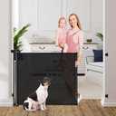 Retractable Puppy Gates for The House Prevent Kid/Pet from Getting Through 60” Wide Baby Gate for Stairs Scratch-Resistant Retractable Indoor Dog Gates for Doorways Outdoor Dog Gate for Deck, Black
