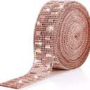 WILLBOND 10 Yards Rhinestone Ribbon for Crafts Rhinestone Diamond Ribbon Bling Wrap Sparkling Rhinestones Chain Trim Craft Art for Christmas DIY Jewelry Wedding Cake Clothe Decor(2 Row,Rose Gold)