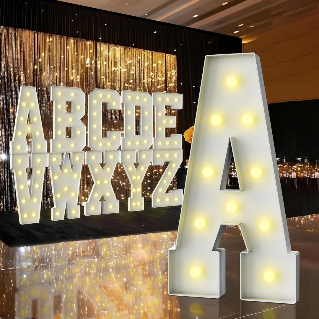 3FT Marquee Light Up Letter,Marquee Letters 3 Feet Tall, Large Led Sign for Party,Birthday Decorations,Graduation,Prom,Baby Shower(Letter A)