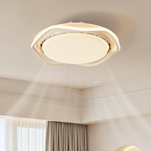 Enclosed Bladeless Ceiling Fan with Light and Remote Control, Three Adjustable Lighting Levels, White, Suitable for Study Room, Dining Room, Laundry Room