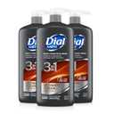 Dial Men 3 in 1 Body, Hair and Face Wash, Refresh, 16 Fl Oz, Pack of 6, Cleanses Deep + Gentle on Skin with Clean Rinse Technology