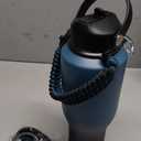 Insulated Water Bottle 40oz (Cold for 48 Hrs), Stainless Steel Water Bottle with Handle & Straw Lid & Paracord Handle, Triple Wall Vacuum Leakproof Travel Flask, Fit in Any Car Cup Holder (Ombre: Indigo/Black)