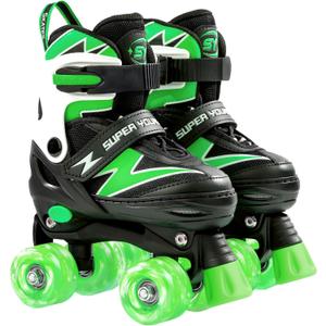 SUPER YOUNGSTER Adjustable Roller Skates Boys Kids Ages 5-8 8-12 Roller Skates Girls with Light up Wheels, Fun Rollerskate for Youth Toddlers