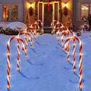 Christmas Decorations Outdoor, 10 Pcs Candy Cane Lights, 21'' Solar Pathway Lights with 8 Lighting Modes, Waterproof Garden Lights for Christmas Patio Yard Walkway Decorations (White)