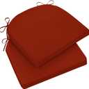 Wellsin Outdoor Chair Cushions for Patio Furniture - Patio Chair Cushions Set of 2 - Water Resistant Round Corner Outdoor Seat Cushions 17"X16"X2", Brick Red