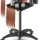 Rolling Salon Tray on Wheels with Braiding Hair Platform, Metal Salons Tray Cart with 2 Magnetic Bowls, Hairstylist Tray for Salon Station, Height Adjustable Salons Trolley Cart for Salon&Spa Use