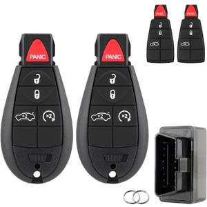 Key Fob Remote Replacement for Dodge Challenger Charger 2008 2009 2010 2011 2012 Durango 2008-2012 Chrysler 300 2008-2011 Keyless Entry Remote IYZ-C01C with Interchangeable 4 & 5 Button 2Pcs