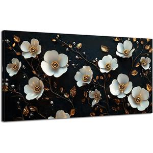 XEGTHOB Floral Wall Art Canvas - Abstract Flower Print Posters for Home Decoration, Living Room & Bedroom Wall Decor Framed 10x20 inch