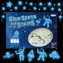 556PCS Glow in The Dark Stars for Ceiling, 3D Glow in The Dark Space Galaxy Stickers Astronaut Rocket Planet Dots Stars for Kids Room Wall Decals Ceiling Decorations Party Birthday GIF (Blue)
