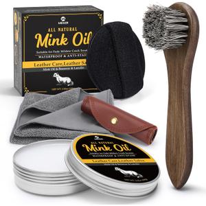 2 x MEKER Mink Oil for Leather Boots, Leather Conditioner and Cleaner 3.52 oz-All-Natural Waterproof Soften and Restore Shoes