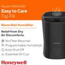 Honeywell Easy-to-Care Filter Free Warm Mist Humidifier, Medium Rooms, 1.5 Gallon Tank – Humidistat for Bedroom, Home or Office Black