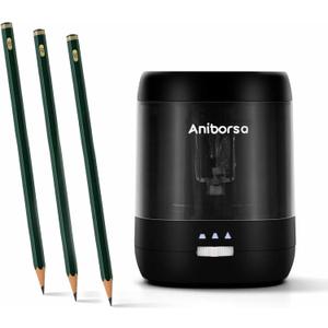 Electric Pencil Sharpener, USB & Battery Operated, Adjustable Nibs, Automatic Pencil Sharpener for Kids, Classroom, School, Home, Office, Black