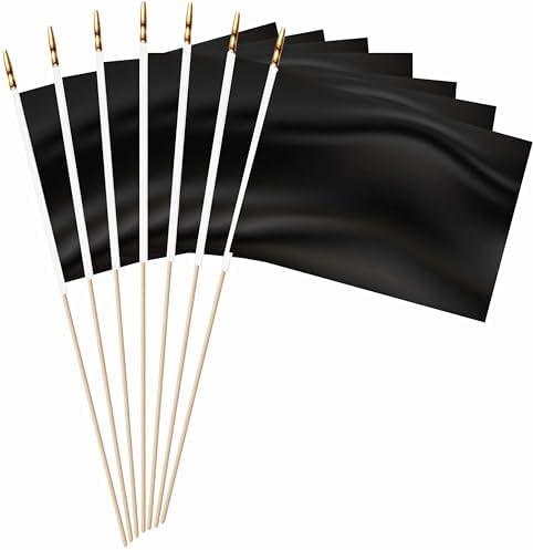 LUSEOAN 58 Pack Black Mini Wood Stick Sublimation Flag Set,5x8 Inch Solid Color Blank Hand Held Small Miniature Plain Flags for DIY Graffiti,School,Kids Birthday,Grand Opening Decorations