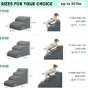 Mesa Lemon Dog Stairs for Small Dogs and Cats, 20" H 4 Steps Dog Ramp for High Beds, Couch, Sofa, Waterproof Pet Stairs with Removable Washable Cover, Non-Slip Sturdy Pet Steps, Gray