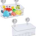 2 Pack Bath Toy Storage Organizer,Kids Bathtub Toy Holder with Drain Holes,clear Powerful Suction Shower Caddy for Bathtub,No Drilling Shower Caddy Suction Cup for Bathroom,Kitchen