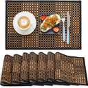 8 Pack Bamboo Placemats, Natural Anti-Slip Dining Table Mats, Heat-Resistant Place Mats, Japanese Style Washable Placemats for Dining Room, Kitchen, Restaurant, 18 x 12 Inch