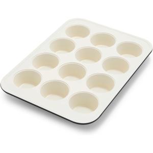 GreenPan Bakewell 12-Cup Muffin Pan, Healthy Ceramic Nonstick Bakeware, PFAS-Free Cupcake Sheet, Durable Baking Tray, Versatile Kitchen Essentials, Easy Clean Muffin Mold, Nonstick Baking Pan, Black