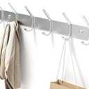 Coat Rack Wall Mount Hooks - 15 Inch Silver Metal 6-Hook Organizer, Grainy Sparkle Finish Wall Mounted, Modern Kids Room, Entryway & Bathroom Hanger for Beach Towels, Coats, Purses, Bags (1 Pack)