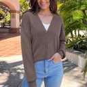 Arach&Cloz Womens Wool Blend Lightweight Spring Business Casual Cardigan Sweaters (L)