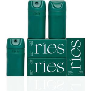 RIES Starter Set Toiletry Travel Bottles Set of 3 (1.7oz) Airless Pump Containers for Shampoo, Conditioner, Body, Face Leak-Proof, TSA-Approved, Dishwasher Safe- (Escapade Green)