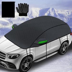 Car Windshield Snow Half Cover, Winter External Accessory for Snow and Ice, Sunroof Rain Cover, Summer Sun Shade, Essential Outside dust Cover, Protects Side Windows, All-Season use (157 in) (Oxford Fabric-XXL-(3.95))