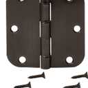 Amazon Basics Rounded 5/8 Radius Interior Door Hinges with Screws, 3.5" x 3.5", Oil Rubbed Bronze, 18-Pack