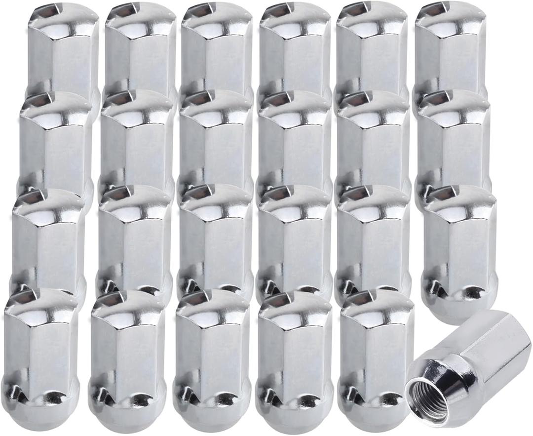 Set of 24 M14x1.5 Lug Nuts Comptible with Replacing Silverado Tahoe Suburban Tahoe Sururban Escalade Xt6 Xt5,7/8 Hex 1.77-Inch OEM Factory Style Large Acorn Socket Lug Nuts (Chrome)