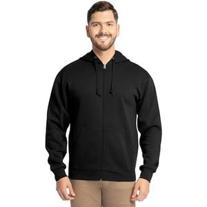  Fruit of the Loom Eversoft Fleece Full Zip Hoodie Sweatshirt (Large,Black)