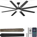 72'' Large Ceiling Fans with Lights, Modern Black Ceiling Fan Remote/APP Control, Dimmable, Quiet DC Motor Big Ceiling Fan for Indoor/Covered Outdoor