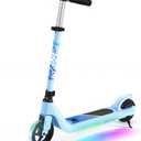 Electric Scooter for Kids Age 6-10, Kick-Start Boost Scooter with Adjustable Speed and Height, Flash Wheel & Deck Lights (blue)