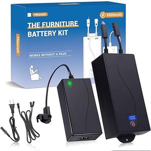 5000mAh Universal Battery Pack for Reclining Furniture, Rechargeable Wireless Power Supply Fits Furniture with 2-Pin Connection, Batteries for Electric Sofas, Couch, Power Recliner Chair