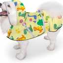 Dog Raincoat, Adjustable Rain Jacket with Hooded Double Layer for Large Medium Small Dogs Puppies, Lightweight Waterproof Rain Coat Poncho with Reflective Stripe Dinosaurs (Yellow, M)