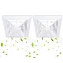 Flowild 2 Pcs 9x9 Bathroom Exhaust Fan Cover with Springs - Replacement Grille for Square Ceiling or Wall-Mounted Exhaust Fans, Plastic Ventilation Hood, Air Diverter, Ceiling Air Diffuser - White